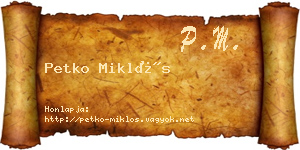 Petko Miklós névjegykártya